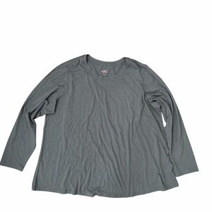 LOGO Lori Goldstein 2X Gray Cotton Modal Tunic Lagenlook